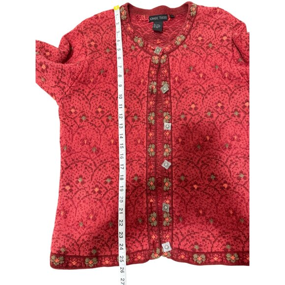 Nomadic Traders Womens Cardigan Red Button-Up Sweater Ramie Cotton Size L - Picture 7 of 8